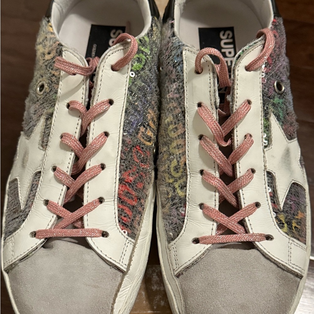 Golden Goose Multicolor Sneakers with Pink Laces